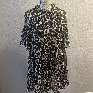 H & M Black & Beige Pheasant  Dress Sz S